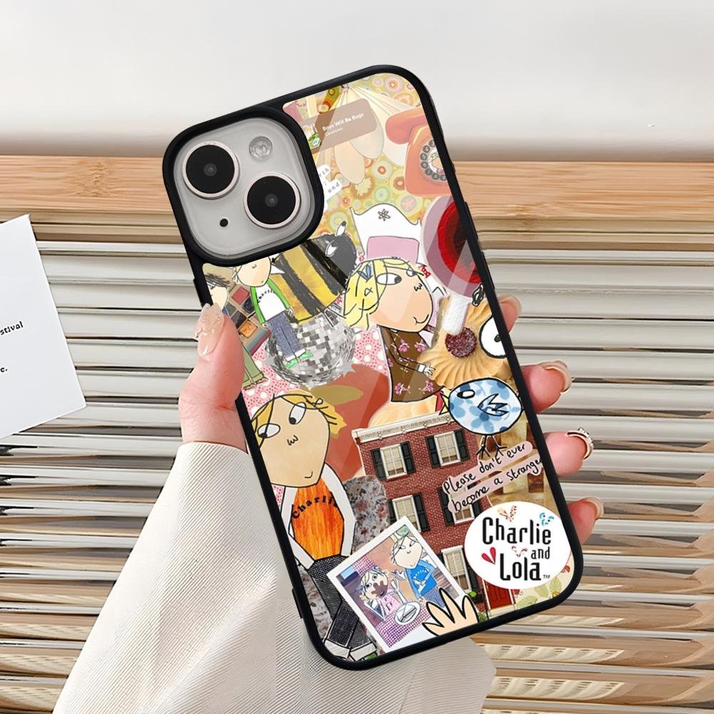 Cartoon C-CHARLIE AND LOLA Phone Case For Iphone 15 Pro Max 14 12 11 13 Mini 16 8 7 Plus X Xs XR PC+TPU Back Cover
