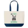 Sac Cabas - PLANETEE - Jeannine Pas Touche Panda - Bleu - Coton 40x45 Cm - Sans Fermeture