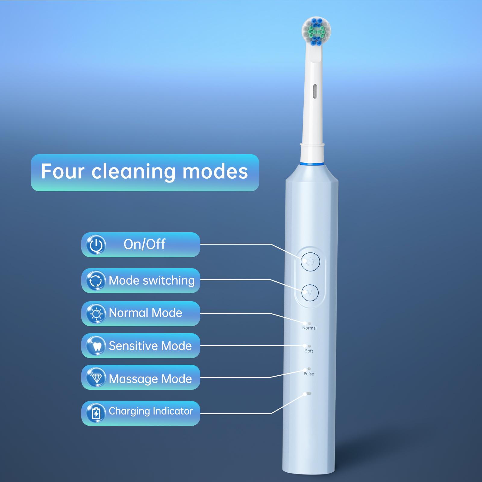 New Design Oscillating Round Head Tooth Brushes Adult Portable Rotary Electric Toothbrush розовый