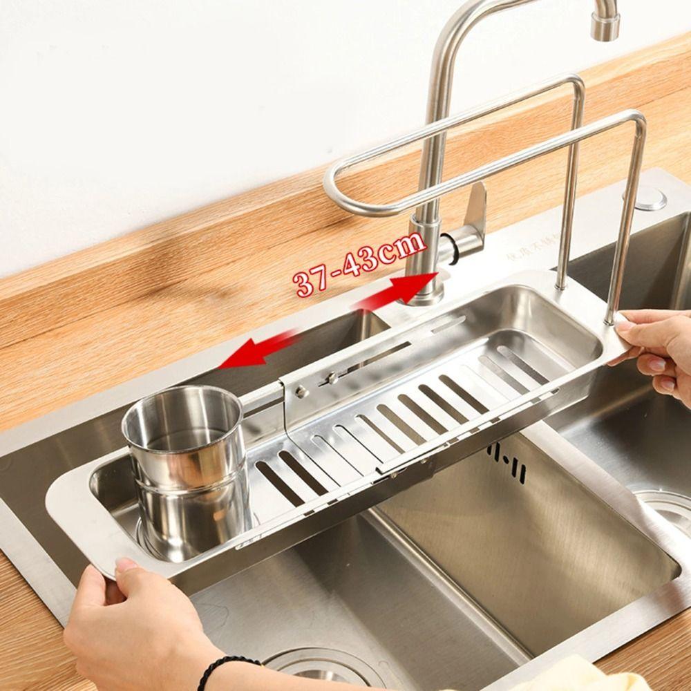 Stainless Steel Drainer Shelf Practical Kitchen Sink Organizer Drying Rack Sink Drain Shelf  Soap