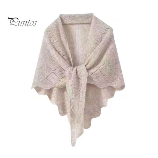 Strickschal für Damen, einfarbig, Fransendesign, leicht, vielseitig, hohl, Schal mit offenem Strickmuster