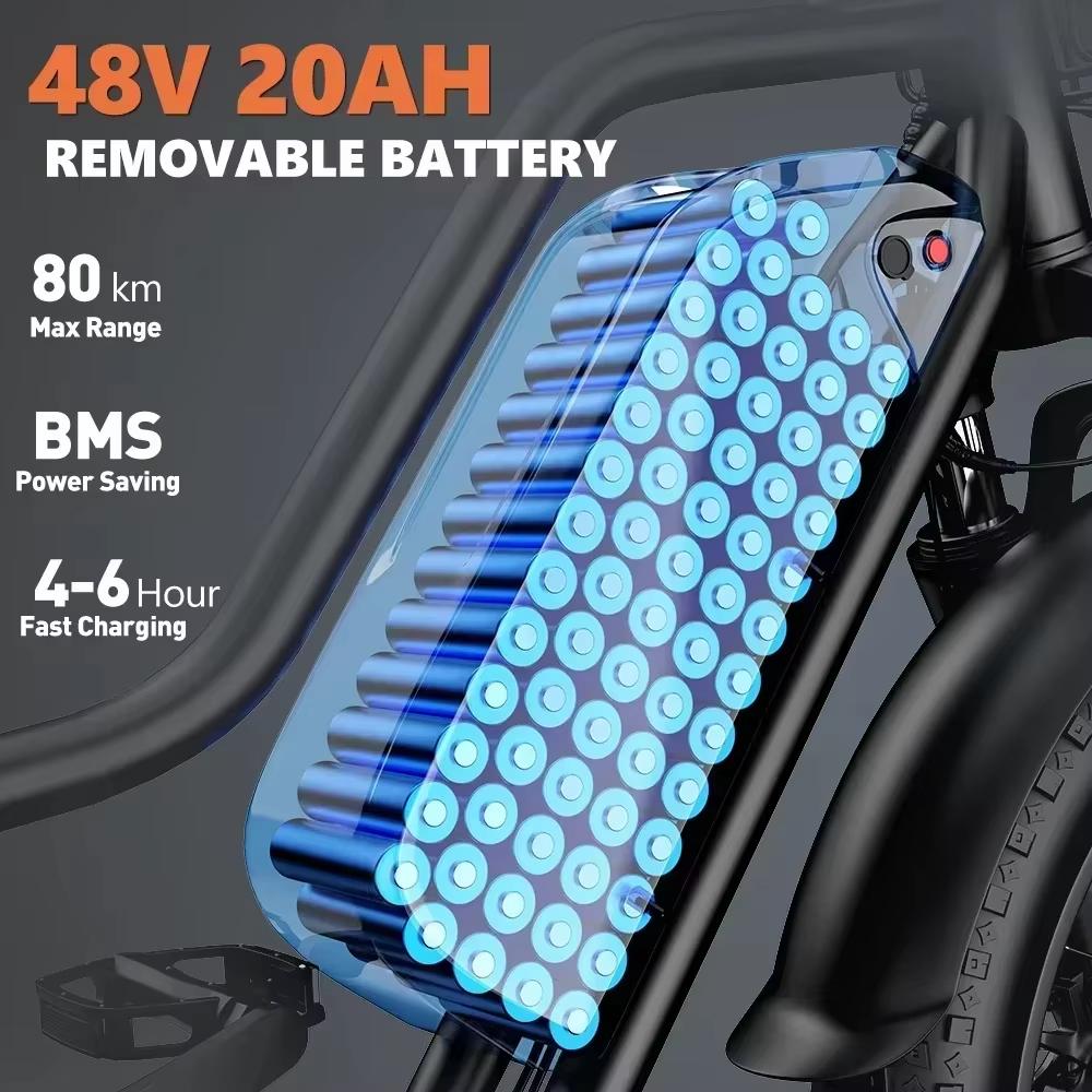 LD20 dospělé horské elektrokolo 750W motor Ebike 48V20Ah baterie městské elektrokolo 20 palců celoplošná pneumatika elektrokolo