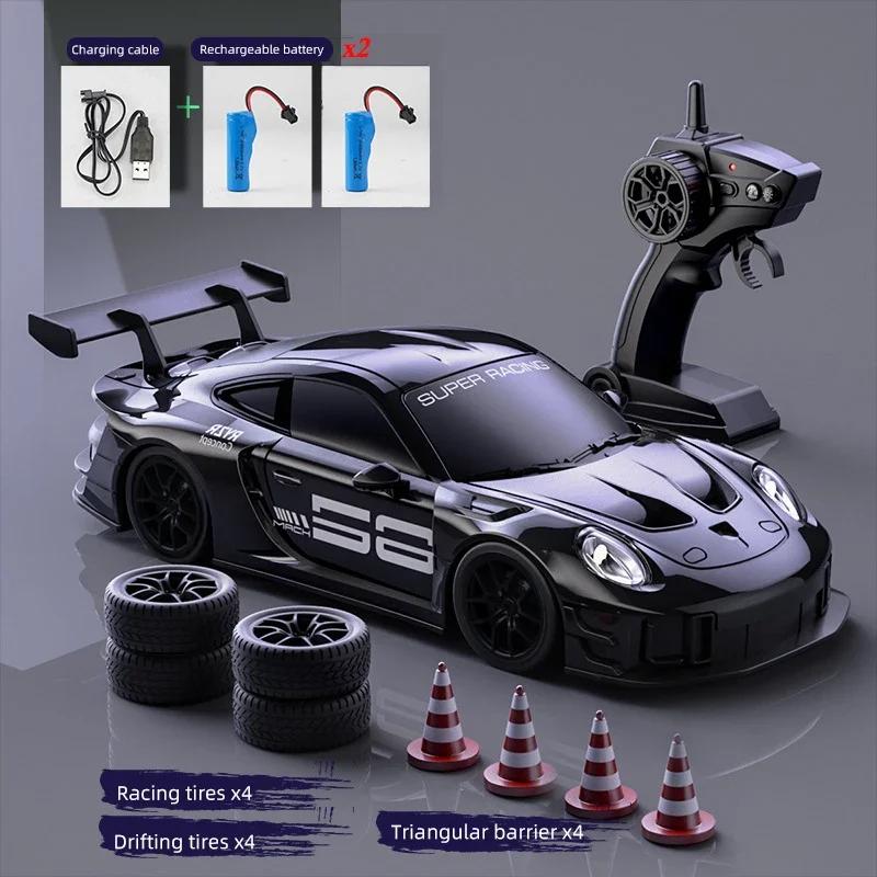 2.4G 1:24 RC Drift Car LED Light 4WD Remote Control Racing Cars Vehicle Toy Electric Sports Car Model Boys Competition Race Game