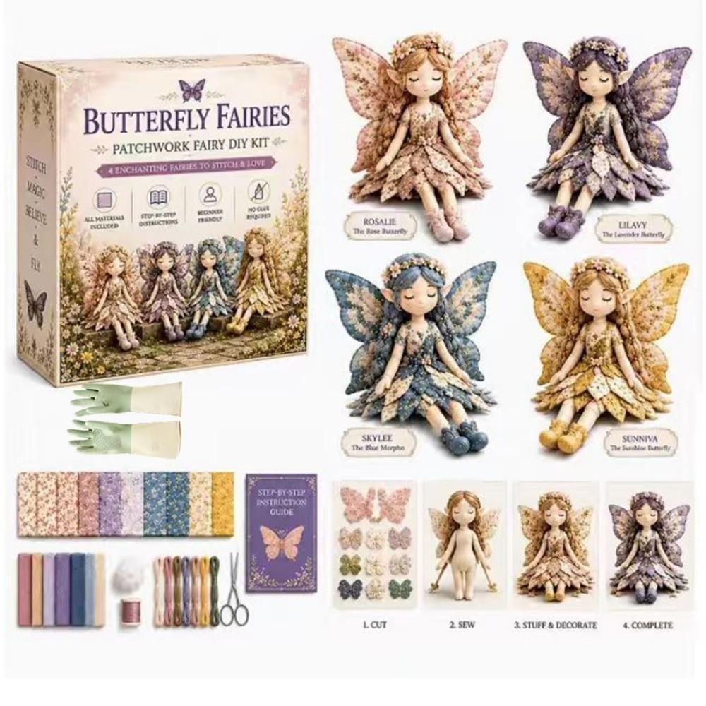 Floral Print DIY Quilted Fairy Kit Handmade Patchwork Tabletop Tree Set For Beginners