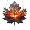 Maple Leaf Sun Catcher Sunset Hanging Decoration Stained Glass Style Acrylic Ornament for Bedroom Kitchen Window Balcony