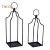 Farmhouse Candle Lantern Black Coated Metal Lantern Candle Holder Desktop Open Candle Lantern for Living Room Coffee Table Front Porch