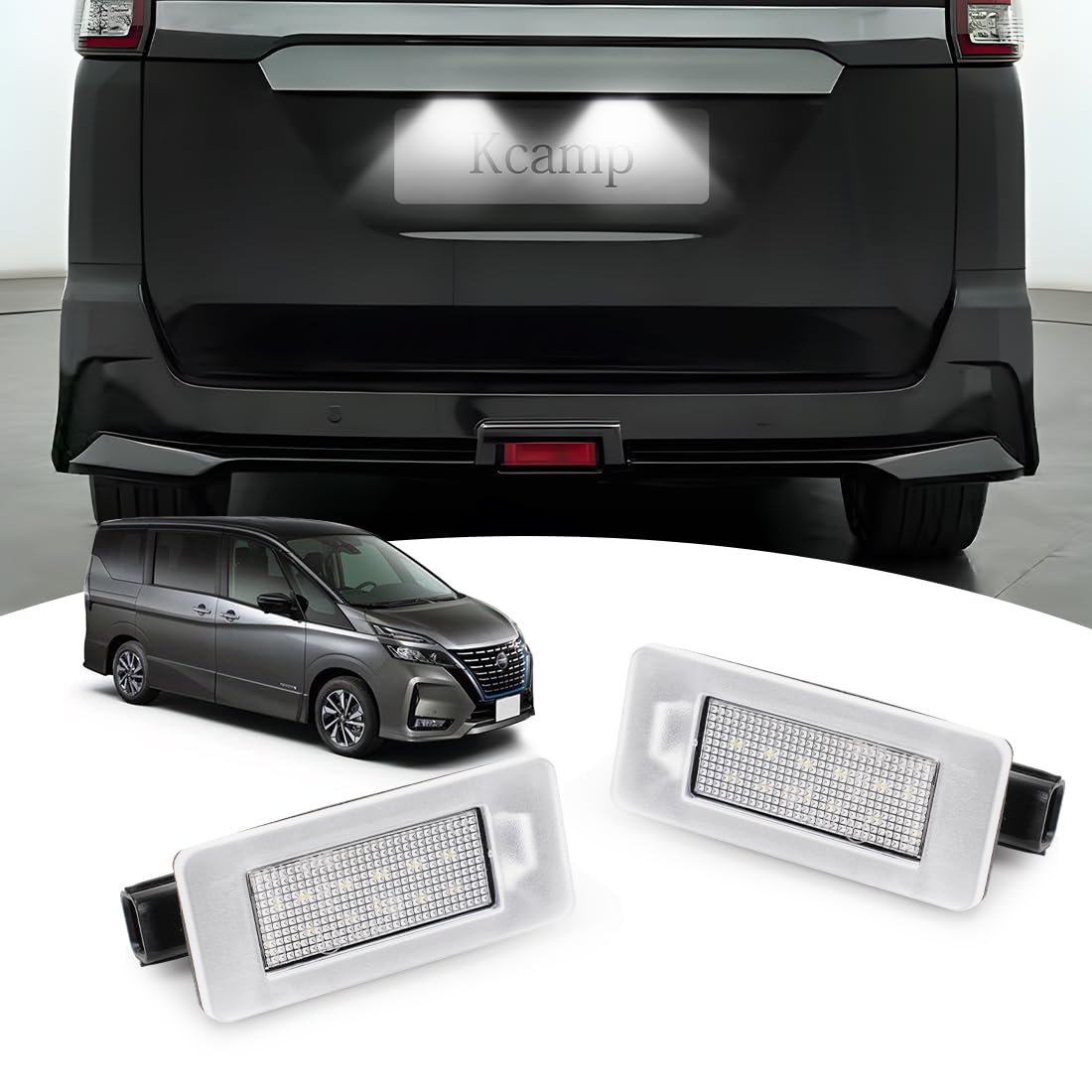 

Kitazawa Shoji T33 и Serena C27 Светодиодная подсветка номерного знака Nissan Подсветка номерного знака автомобиля для Serena и Custom Emark Простой Оригинальный Комплект из 2 штук Serena