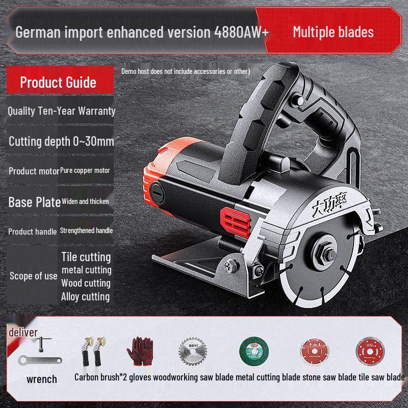 

High-Power Multifunctional Handheld Cutting Machine for Wood, Tile, Metal, and Marble