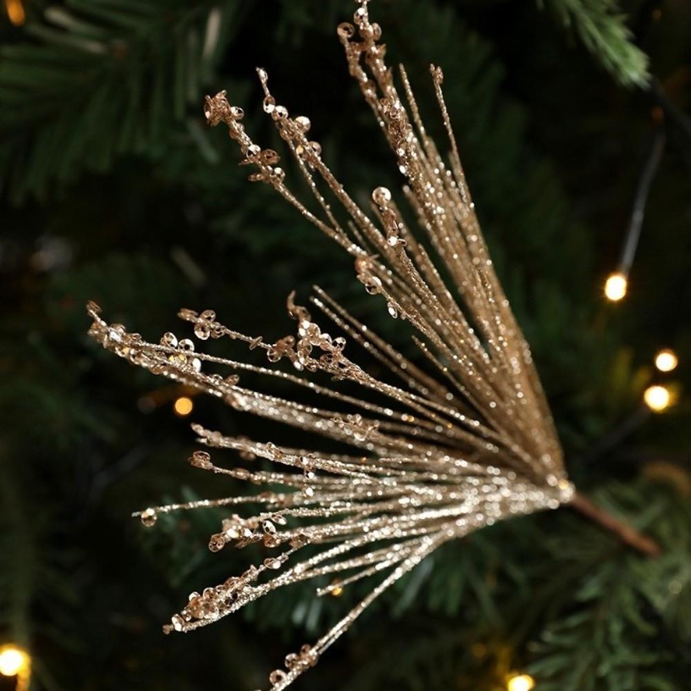 2pcs 35cm Glitter Wheat Ear Stems Floral Arrangements Festive Floral Stems  Christmas Decor