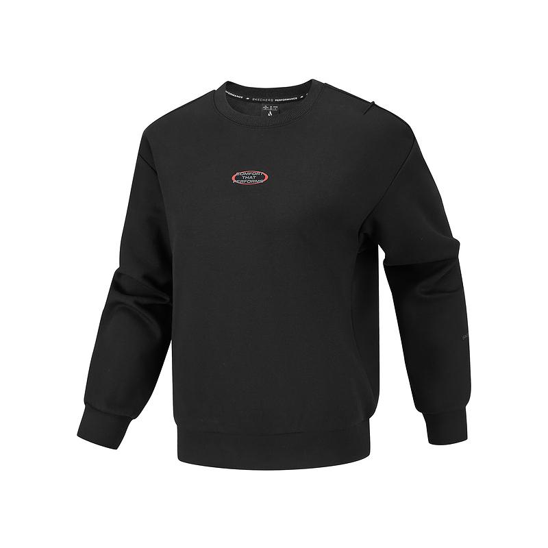 Skechers Solid Color Loose Breathable Knit Pullover Sweatshirt Women tops P126W006-0018 S