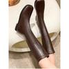 Street Style Stretch Women Knee High Boots Fashion Elegant Square Toe Shoes Women'S Modern Flats Long Booties