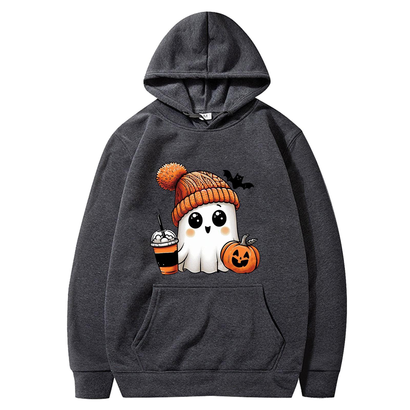 

Женская однотонная толстовка с капюшоном с длинным рукавом и принтом на Хэллоуин XXL серебряный