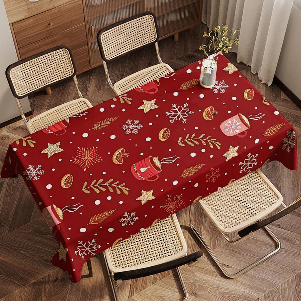 Christmas Floral Pattern Tablecloth Restaurant Kitchen Tablecloth Living Room Home Decoration Rectangular Party Decoration
