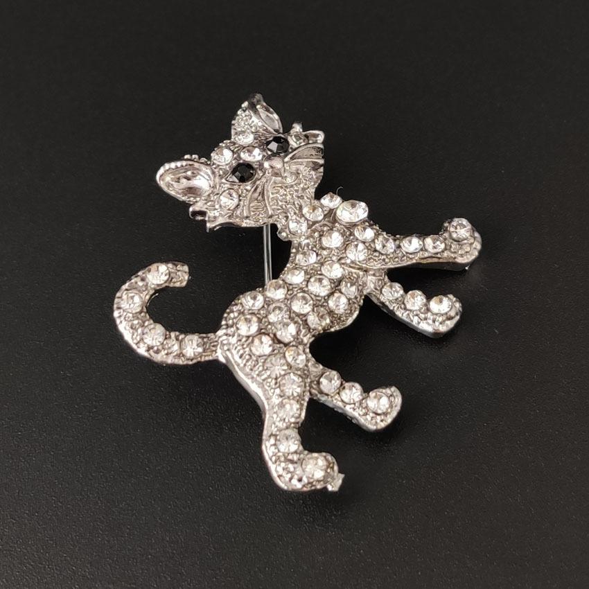 Chic Cat Brooch for Men Women Retro Rhinestone Kitten Animal Brooches Pins Jewelry Accessories Party Gifts