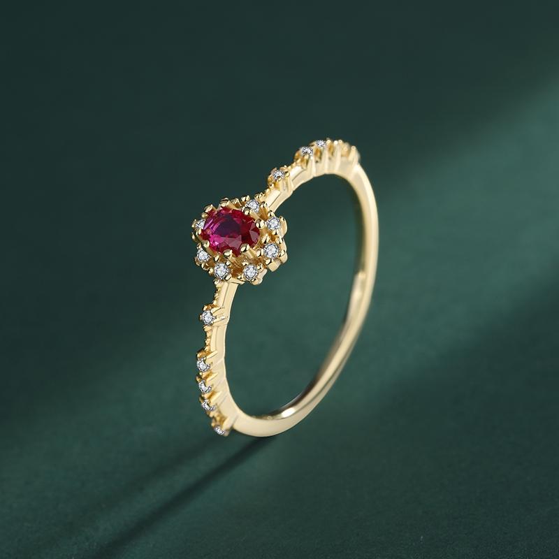 Exquisite Gold Inlaid Red Zircon Ring S925 Silver Ring for Women's Fashion Party Jewelry Sterling Silver Jewelry Elegant Wedding Bridal Ring