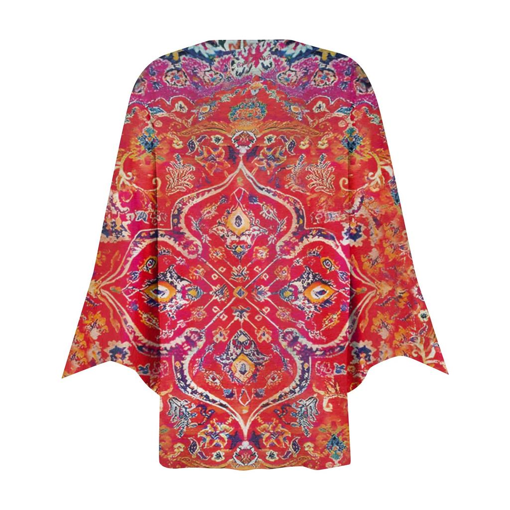 Women's Shirt Blouse Outerwear Print 3/4 Length Sleeve Casual Holiday Basic Button Tops