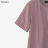 ZANZEA Women Plaid Print Casual V-Neck Summer Short Sleeve Dress