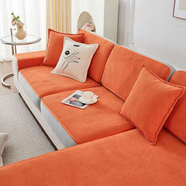 

Текстурированный чехол для дивана из синели, чехол для дивана, эластичный нескользящий универсальный чехол для мебели для кошек Back cover 35x70cm оранжевый