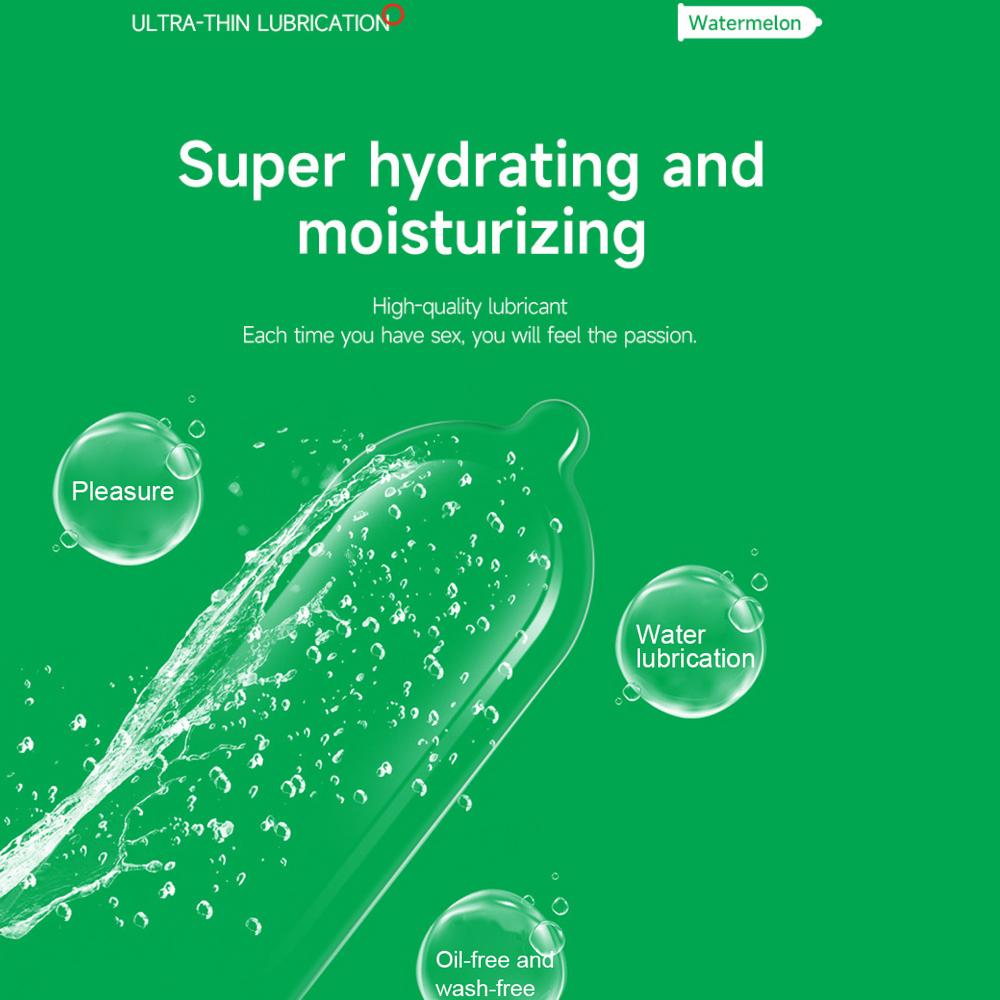 Ultra-thin Condom Lubrication Watermelon Natural Latex Condom 52mm Flavor Bump Thread Safe Sex Sex Product for Male