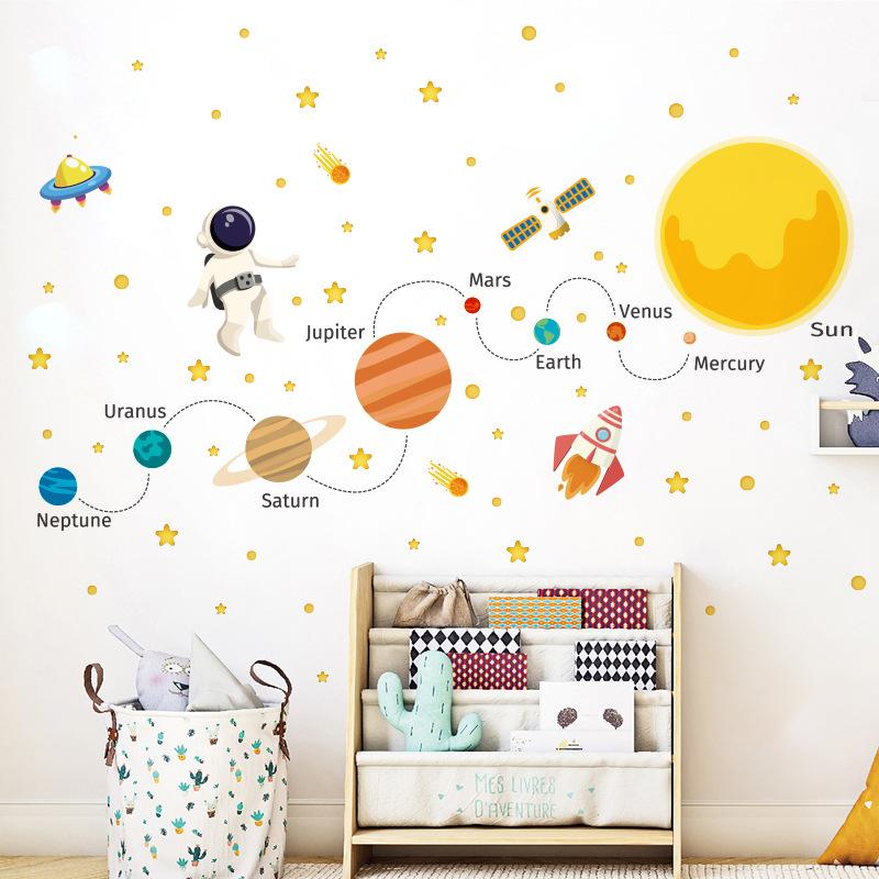Cosmic Planet Wall Stickers Space Planet Rocket Astronaut Kindergarten Wall Decoration Children's Wall Stickers