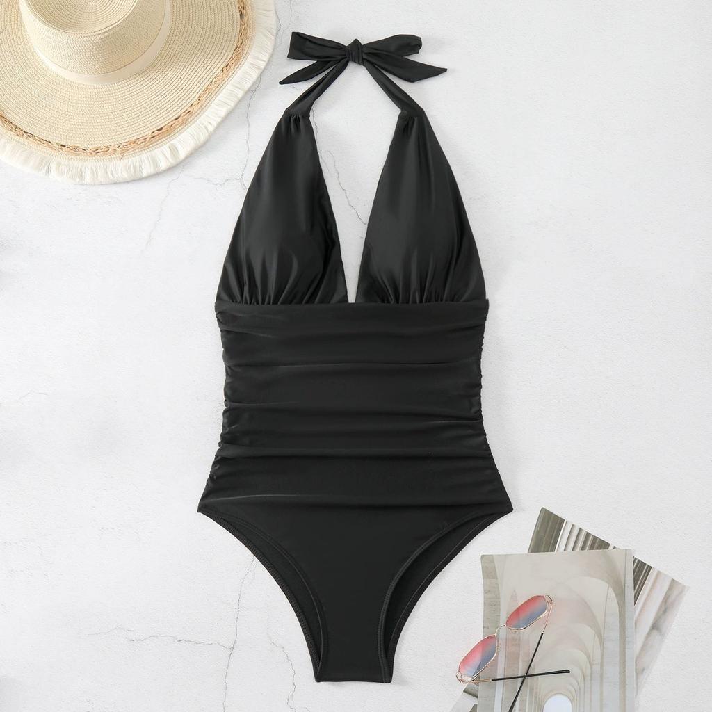 Tight Swimsuit Women One Piece Sexy Gradient Halter Neck Backless Swimwear Women Fashion Beach Vacation Elegant Swimwear