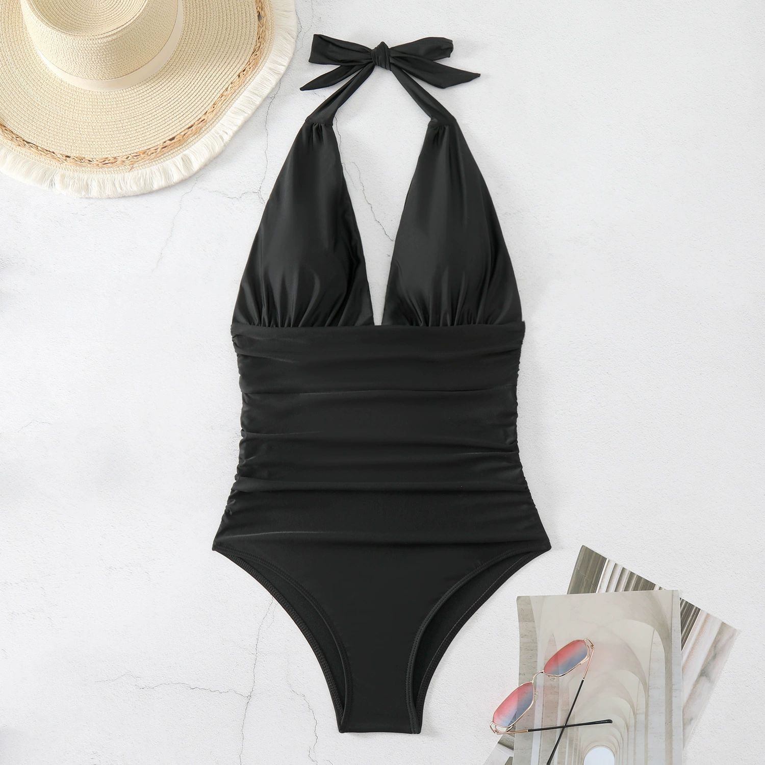 

Tight Swimsuit Women One Piece Sexy Gradient Halter Neck Backless Swimwear Women Fashion Beach Vacation Elegant Swimwear XL