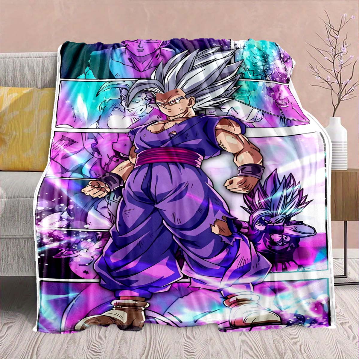 

Фланелевое одеяло из аниме Dragon Ball - Мягкое, теплое, идеально подходит для дивана, постельного белья, кемпинга, путешествий, офиса, домашнего декора -QJY 75x90cm
