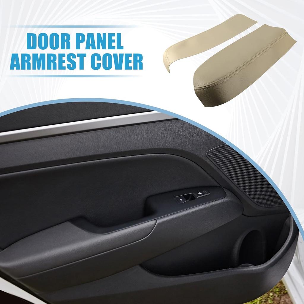 Car Front Door Panel Armrest Cover Interior Door Trims for Toyota Prius 2004-2009 Beige 1 Pair