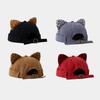 Leopard Print Cat Ears Brimless Hat Adjustable Beanie Hat Cute Melon Docker Cap  Outdoor