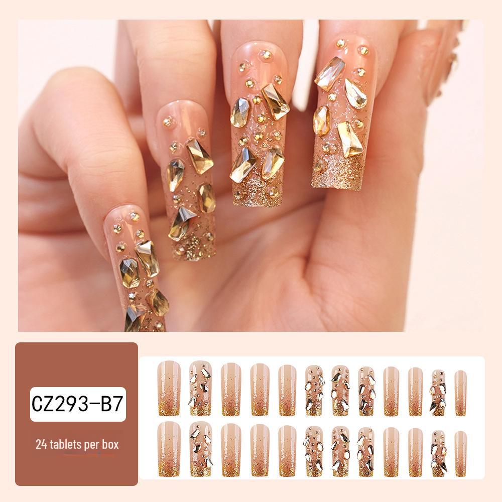 Long T-Point Diamond Jelly Glue False Nails - Press-On Nail Art Tips
