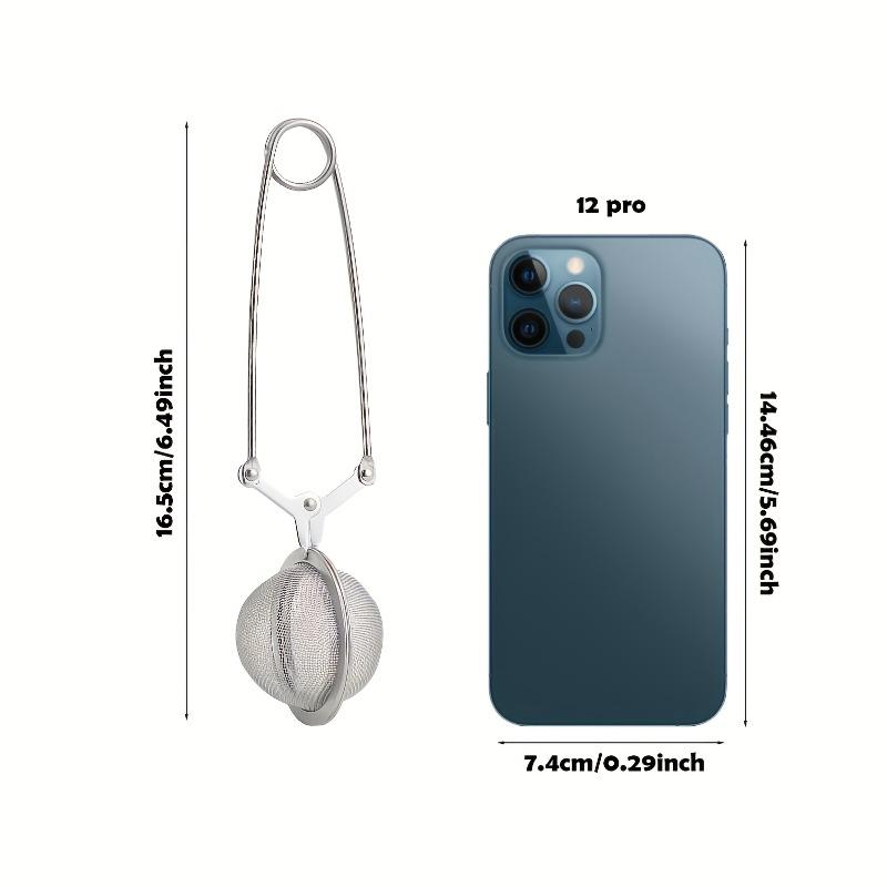 Stainless Steel Tea Infuser Ball with Silver Handle - Mesh Strainer with Press Leaf for Loose Tea & Herbs