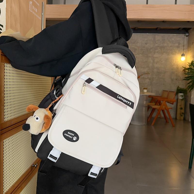 School season large-capacity contrasting color labeling men's and women's school bags new leisure travel backpacks