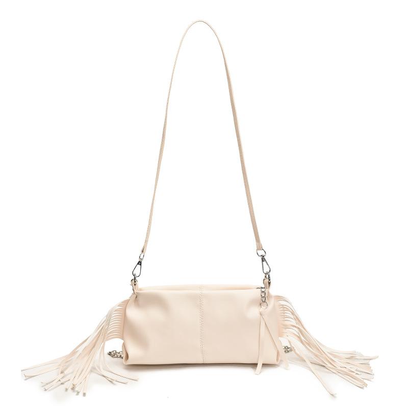 

Сумка под мышкой с кисточкой, модная повседневная сумка большой вместимости, сумка через плечо, сумка-мессенджер, текстурная трансграничная женская сумка белый