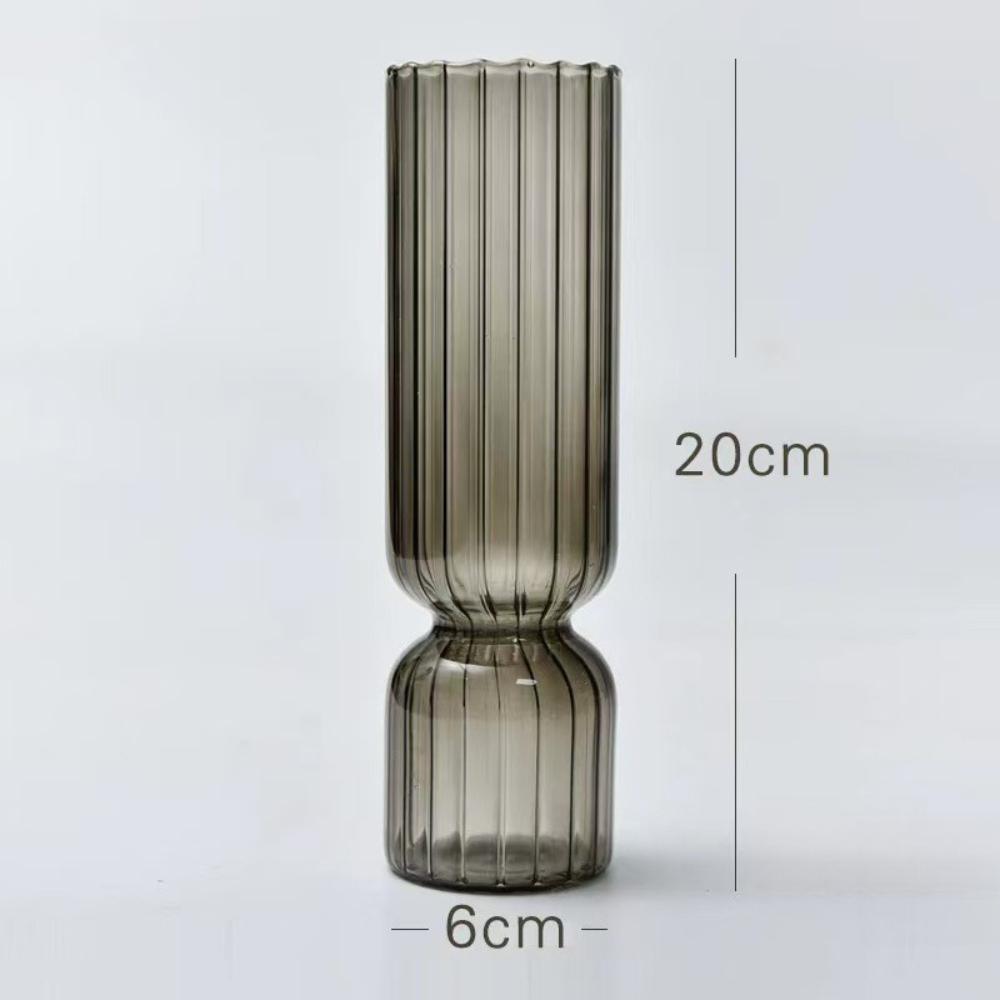 Nordic Creative Striped Colorful Vase Fashion Retro Glass Vase Decoration Ornament Hydroponic Vase for Home Office Decoration