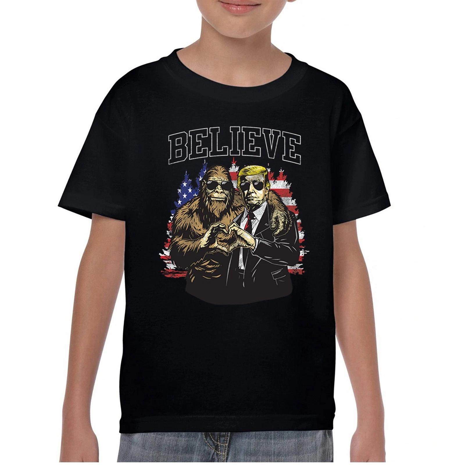 Bigfoot Endorsed Trump 24 Youth kids boys T-Shirt President Sasquatch Believe MAGA Kids 100