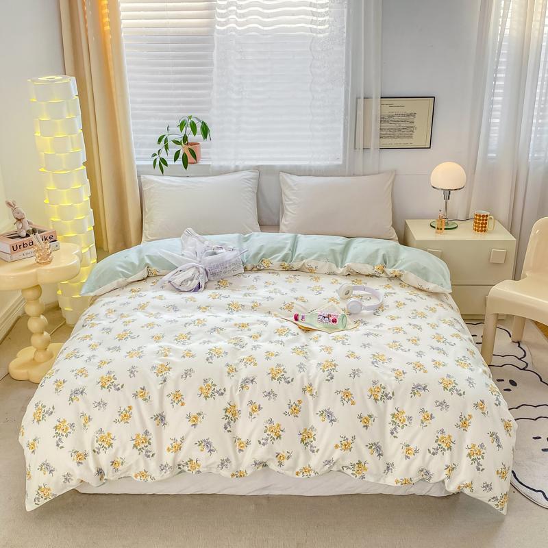 Fresh White Flowers 100% Cotton Duvet Cover Botanical Floral Pattern Quilt Cover with Zipper Queen King Bedding for All Season