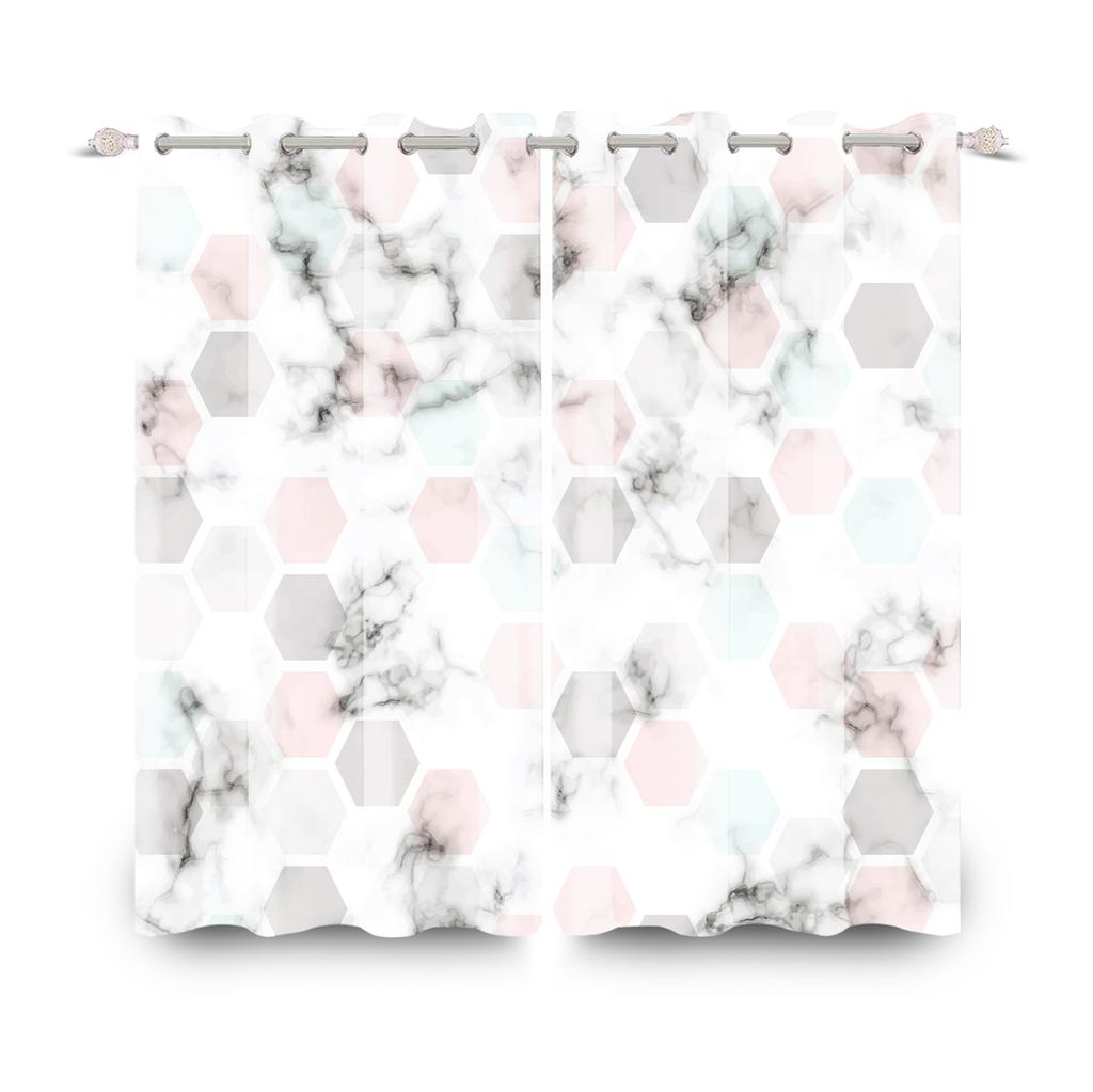 Modern Marble Grain Curtains Set Polyester Home Interior Minimalist Style Living Room Window Curtain Light Blocking For Area Made Of