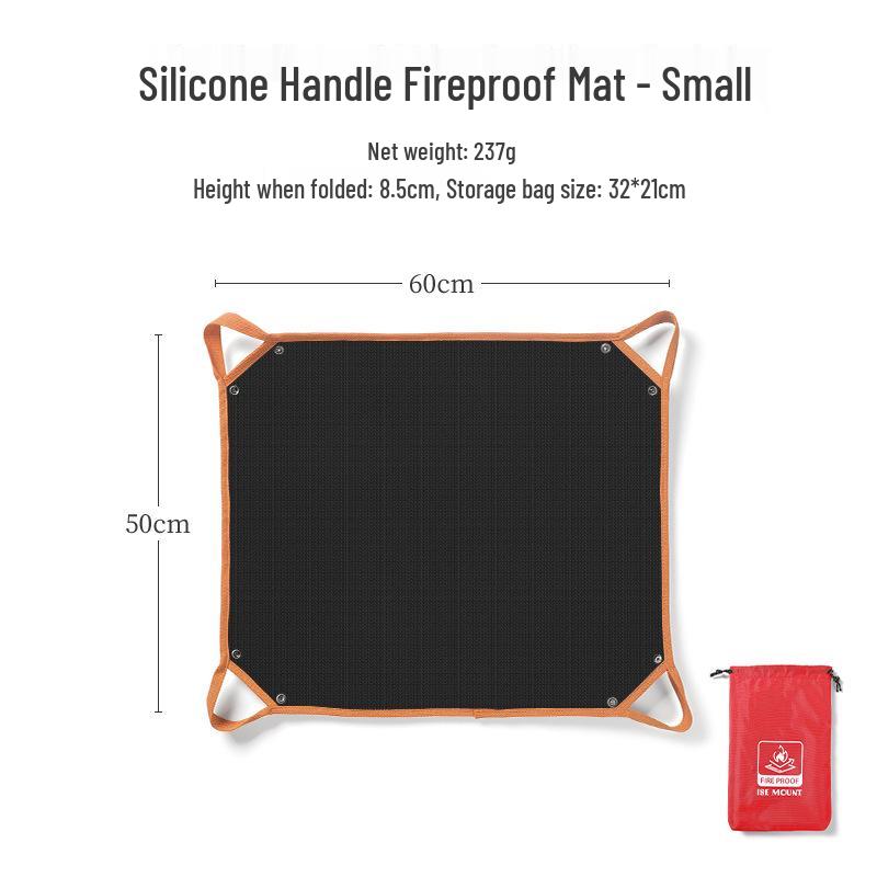 ISE MOUNT Double-Sided Fireproof Silicone Mat & Firewood Bag - Portable, High Temp Resistant for Outdoor Camping