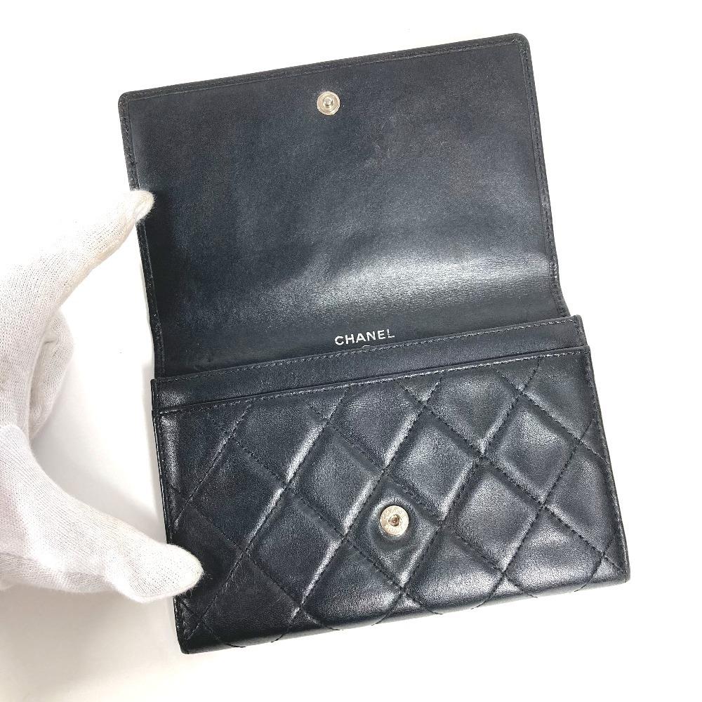 Chanel Cambon Line CC CC Mark Bifold Logo Compact Wallet Flap Folded Wallet