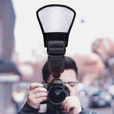 Silver White Camera Flash Diffuser Fill Light Panel 2-in-1 Flash Reflector for Canon Canon Sony Minolta Nikon Tumax Cameras