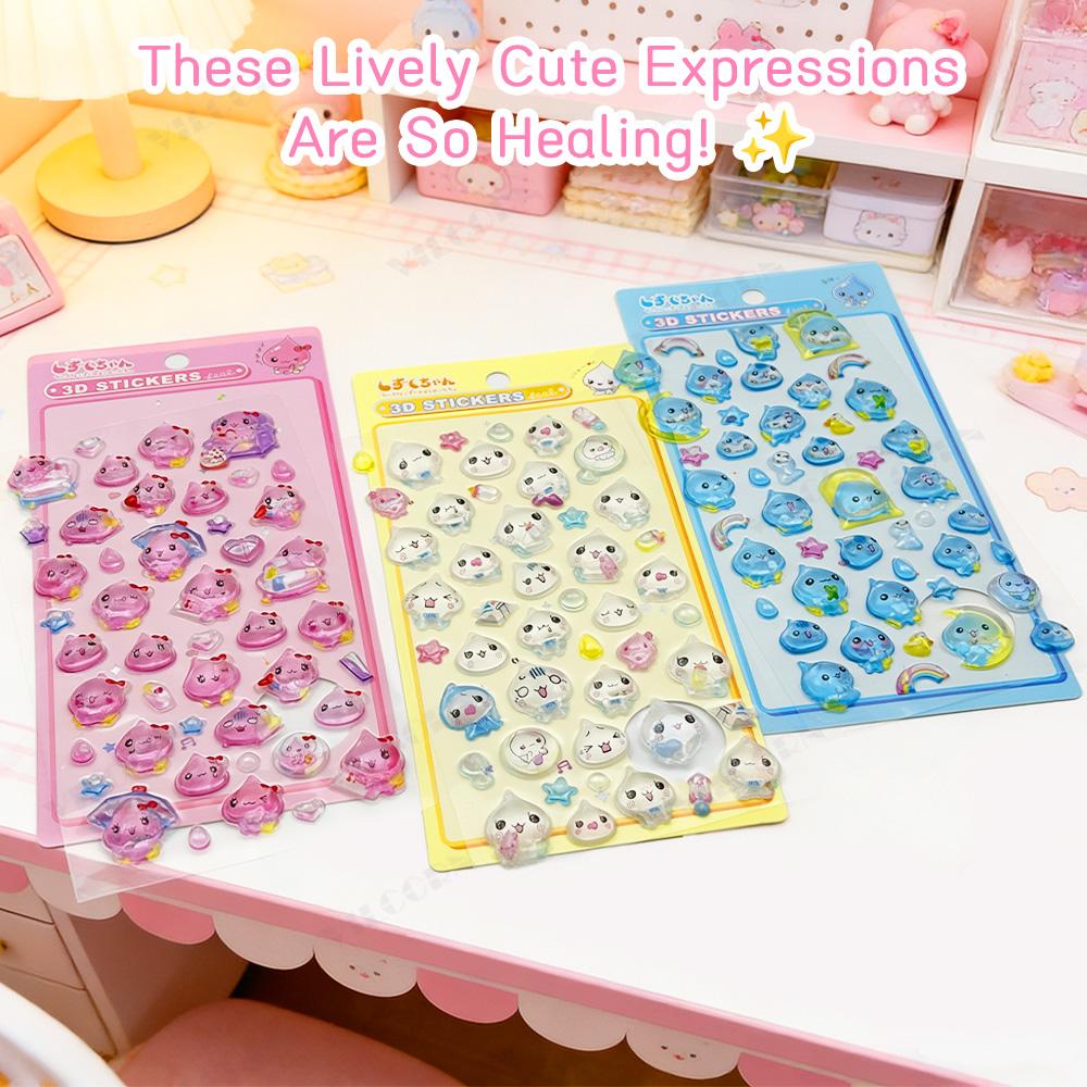 Cute 3D Crystal Drop Stickers Waterproof Decals for Phone Laptop Journal DIY Decoration