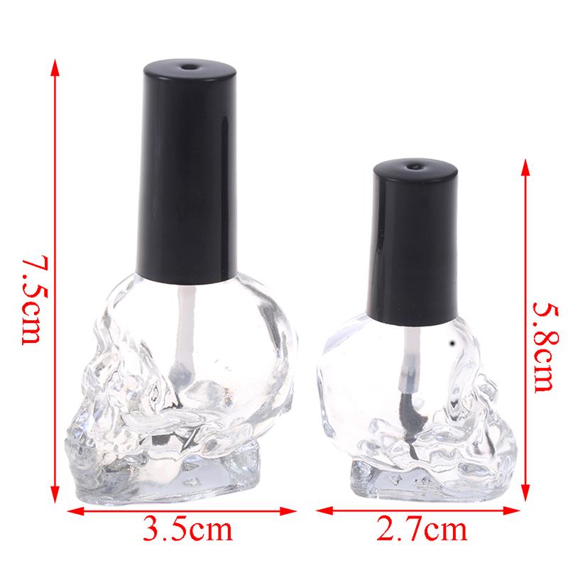 10/15 ml prázdna fľaštička na lak na nechty, číre sklo, s kefkou, plniteľná, naparovaná hlava