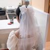 Elegant Double Bow Bridal Veil: Exquisite Lace Headpiece For Your Wedding Veil With Holy White Bow Hairpin For Wedding Headpiece