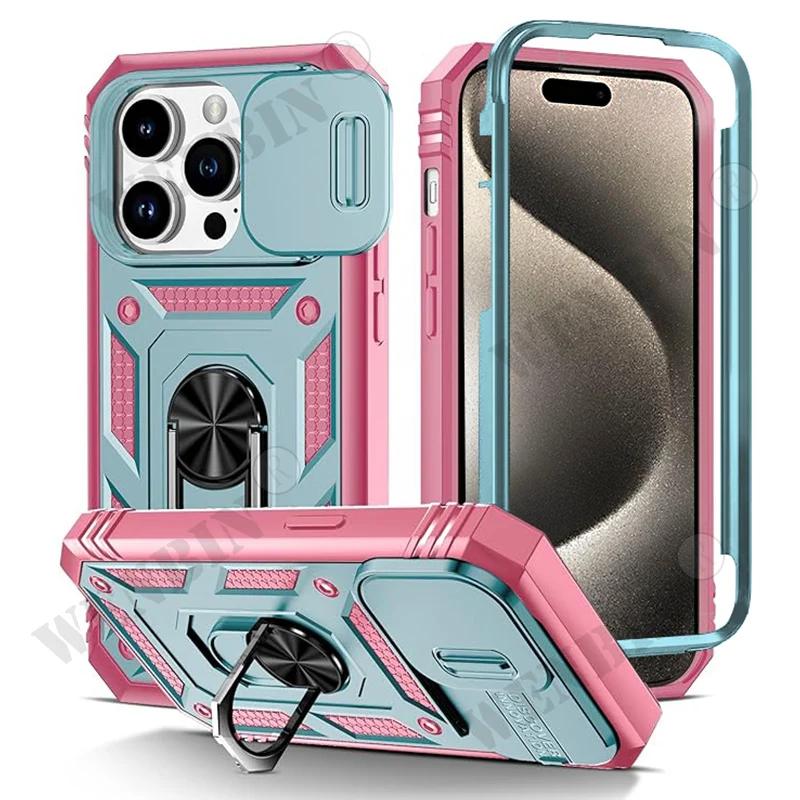 Hülle Für iPhone 16 15 14 13 12 11 Pro Max Plus Mini XS Max XR X 8 Plus 8 7 SE Robuste Hülle mit 360-Grad-Ständer und Kameraschutz