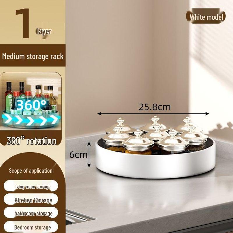 Rotating Kitchen Spice Rack: Stainless Steel Tray for Oil, Salt, Soy Sauce, Vinegar, and Seasonings