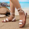 New Style Women's Sandals with Laces, Flat Bottom, Beach Shoes with Anti-slip Properties