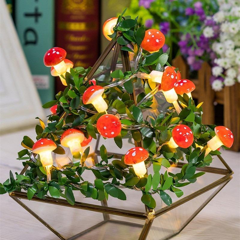 3D Mushroom Decor Lights Cottage Core Decor String Lights for Bedroom Battery Operated Cute Mushroom Gifts for Party Wedding