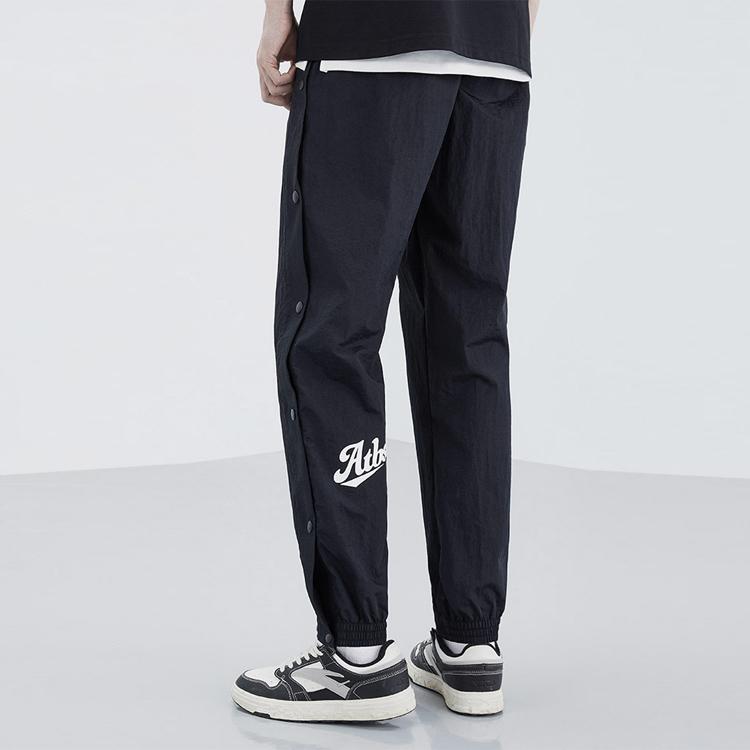 Anta Logo Label Mid Waist Straight Leg Cuffed Sports Pants Men Pants Black 952321501-2