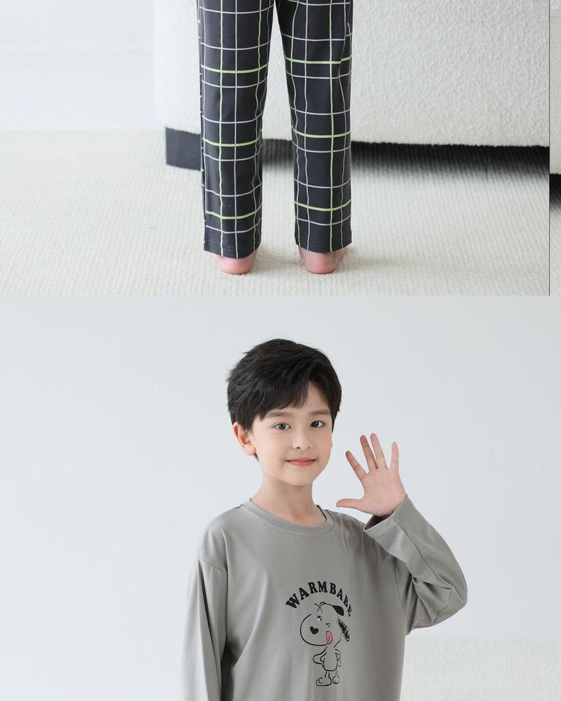 Lulu Niu Boys' Cartoon Cotton Long-Sleeve Pajamas - Spring & Autumn Style