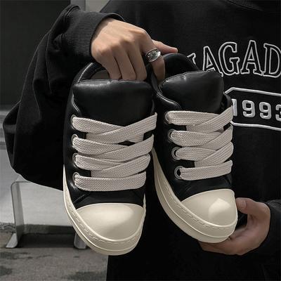 Big Head One Pedal Fat Ding Casual Trendy Shoes Men's Shoes Bread Shoes Trendy Shoes Low Top Heightening Thick Sole Versatile Fashion Board Shoes